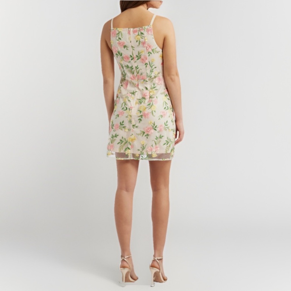 Sam Edelman Embroidered Mesh Mini Dress Cream Pink NWT Size 8 - Picture 6 of 14